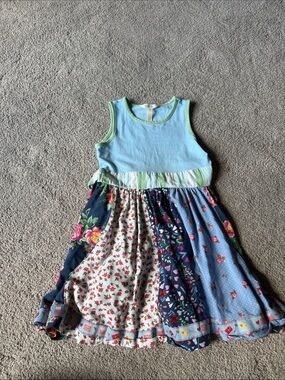 Matilda Jane Blue Patchwork Floral Tank Dress for Girls